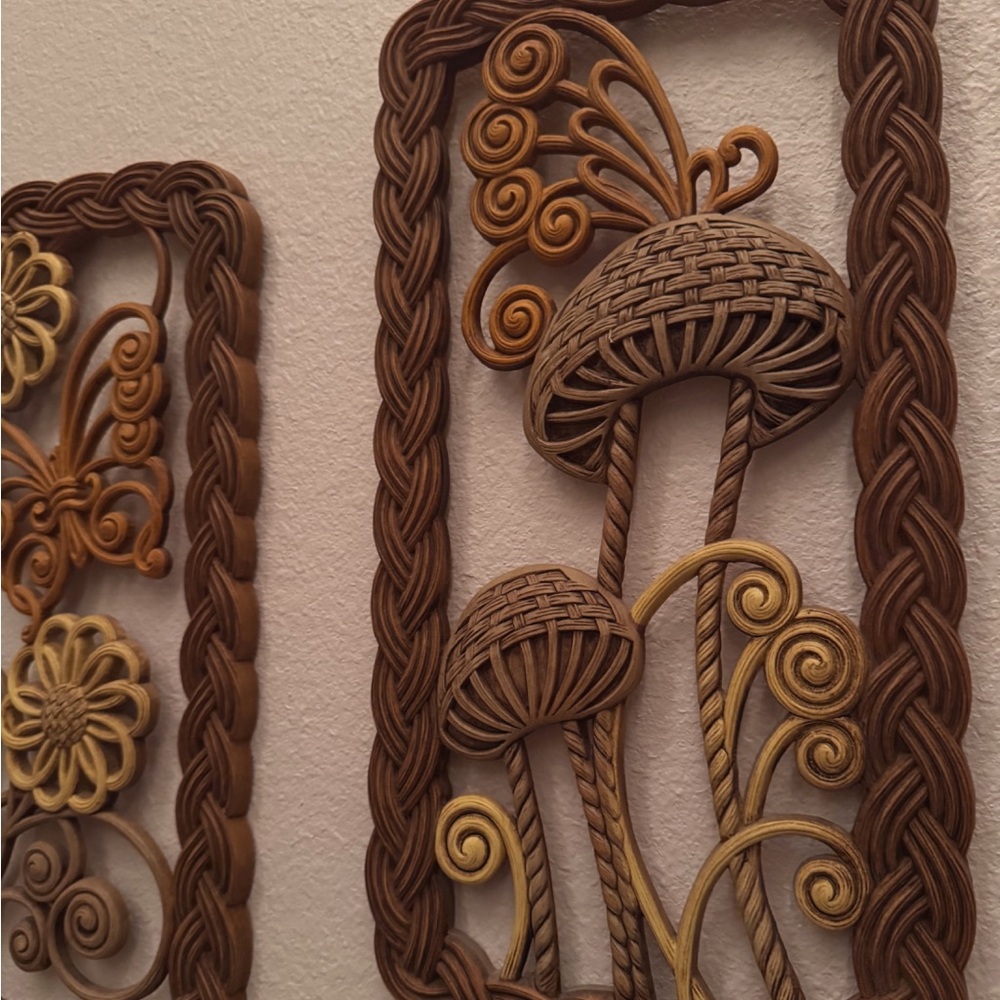 1970s Burwood Mushrooms + Butterflies Wall Plaques